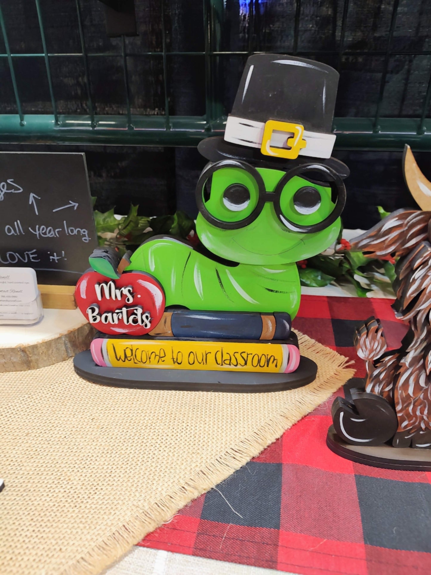 Teacher Gift Bookworm with Interchangeable Hats