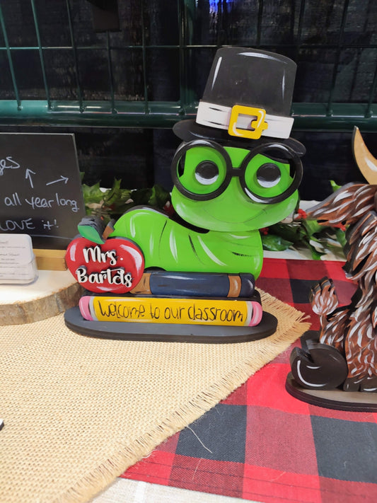 Teacher Gift Bookworm with Interchangeable Hats