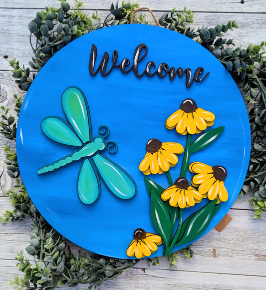 Teal Dragonfly Spring/Summer Door Hanger