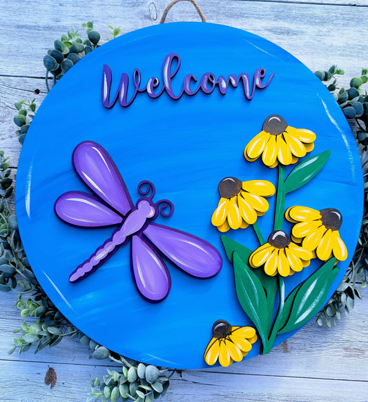 Purple Dragonfly Spring/Summer Door Hanger