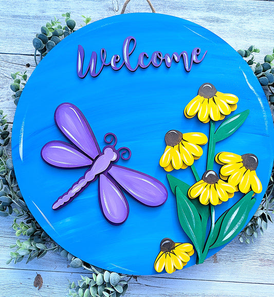 Purple Dragonfly Spring/Summer Door Hanger