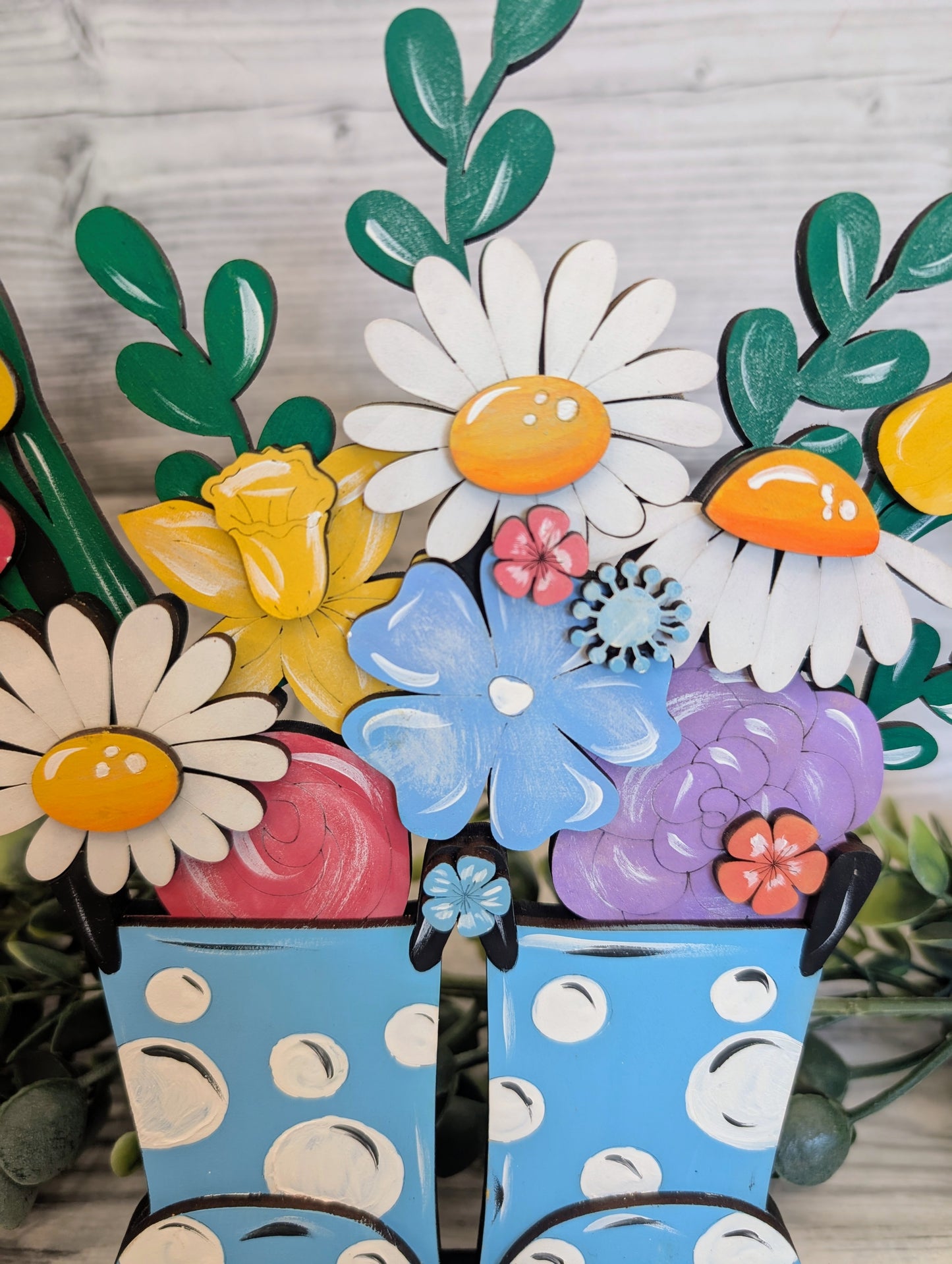 Personalized Floral Rainboots Shelf Decor l Seasonal Spring and Summer Decor