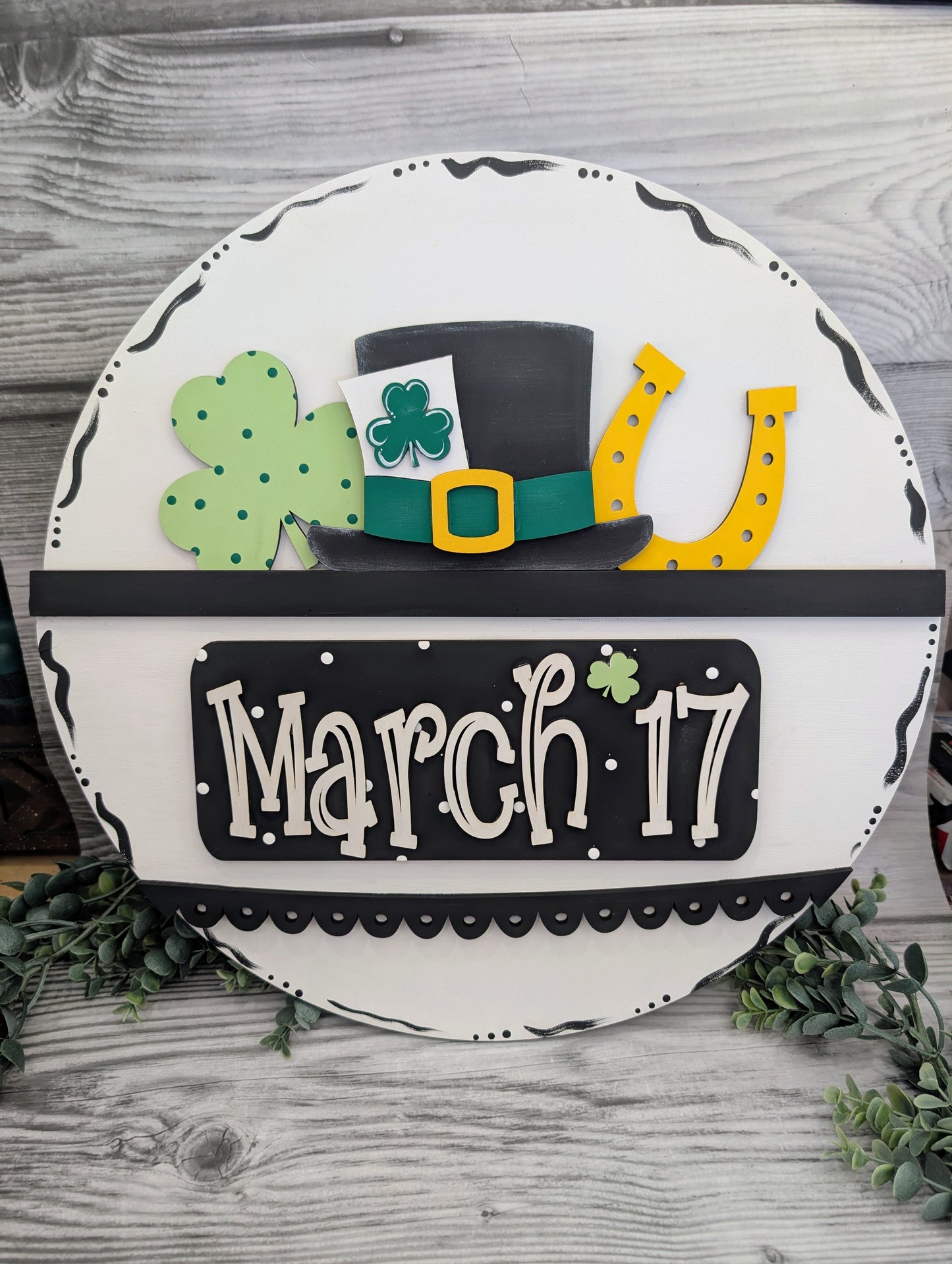 Round Truck Insert Base Laser Cut Wood Door Hanger - St. Patrick's Day - Blue – Interchangeable Home Decor – Creations by Ranell