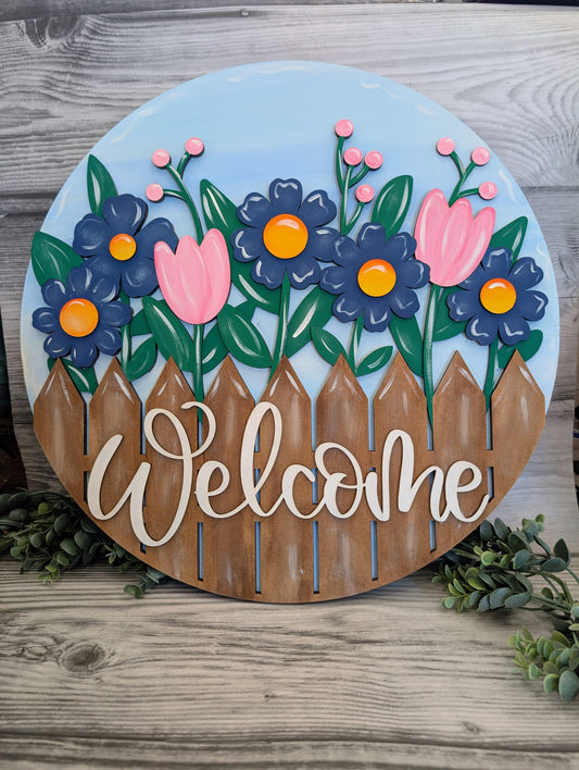 Flowers Uncontained Artistic Door Hanger l Spring and Summer Decor