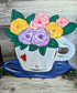Flowers in a Teacup Artistic Door Hanger l Spring and Summer Decor