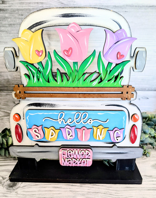LARGE Spring Tulip Truck Insert – Fits LARGE Famous Truck & Round Door Hangers | Spring Decor