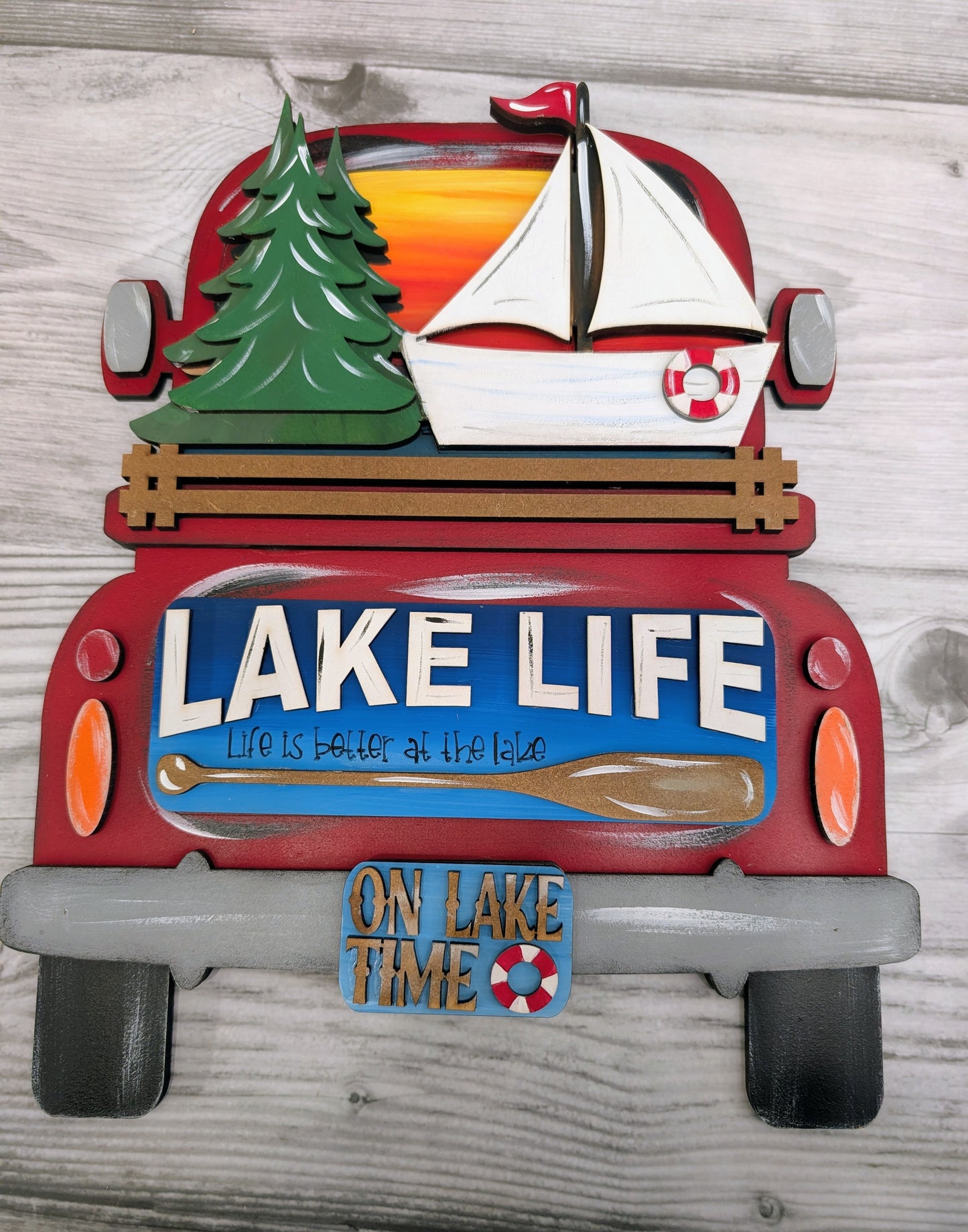 LARGE Lake Life Truck Insert – Fits LARGE Famous Truck and Interchangeable Round Door Hangers & Round Door Hangers | Summer Decor