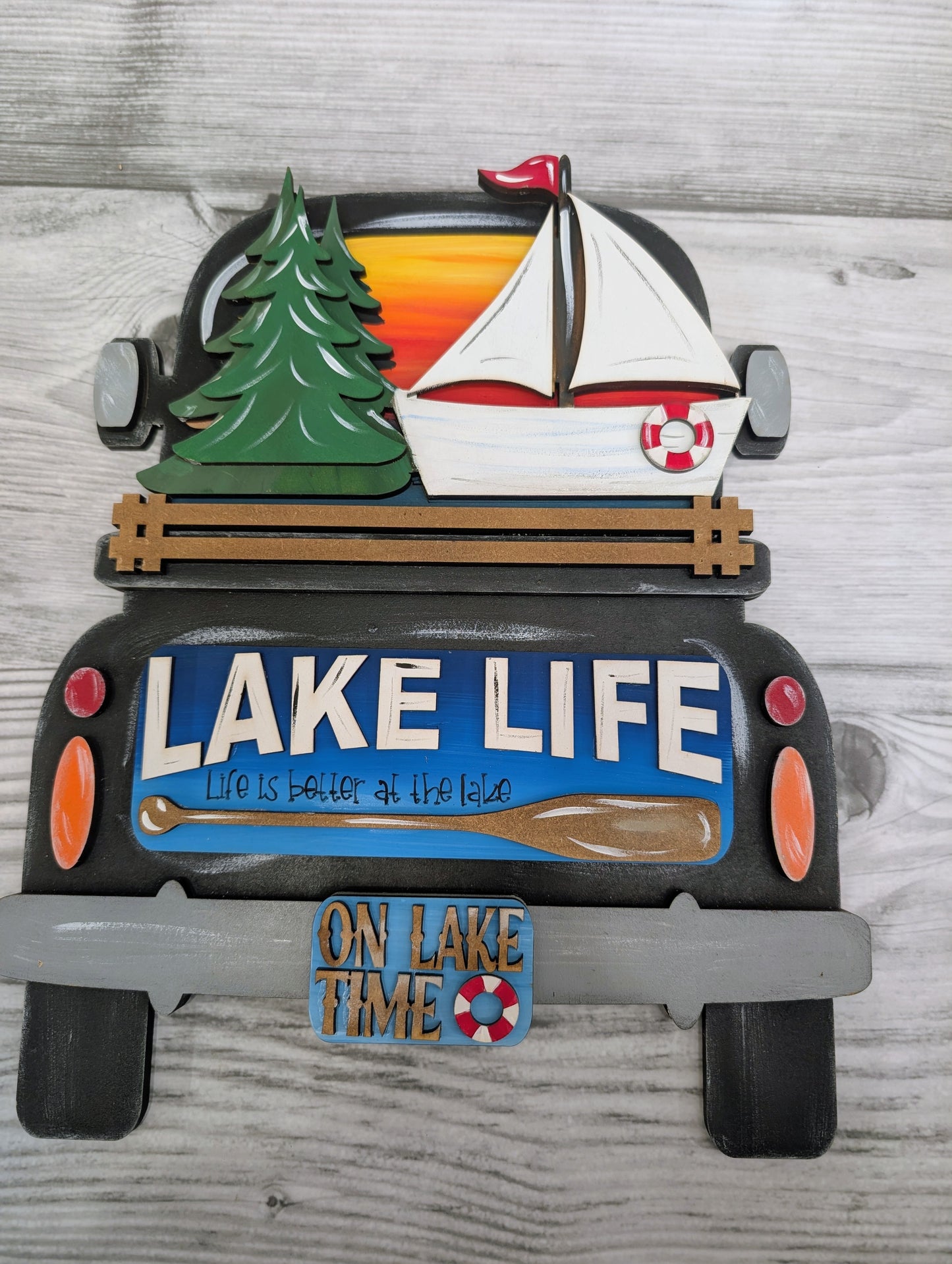 LARGE Lake Life Truck Insert – Fits LARGE Famous Truck and Interchangeable Round Door Hangers & Round Door Hangers | Summer Decor