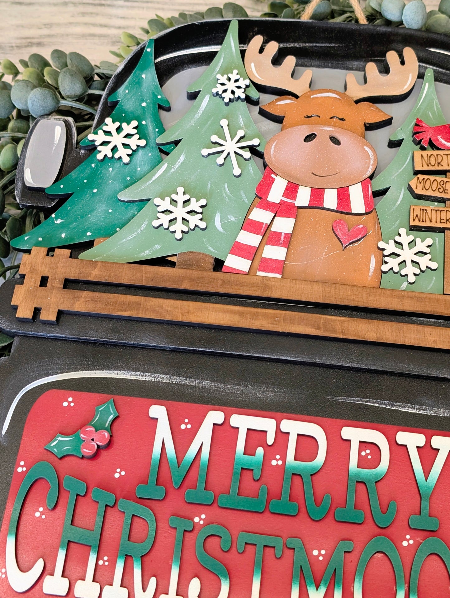SMALL Christmas Moose Truck Insert – Fits SMALL Famous Truck, Gnome, and House | Christmas Decor