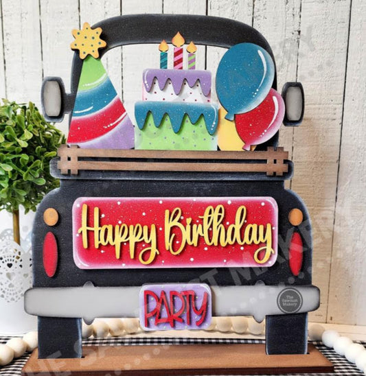 Happy Birthday Insert for Interchangeable Truck and Cutting Board