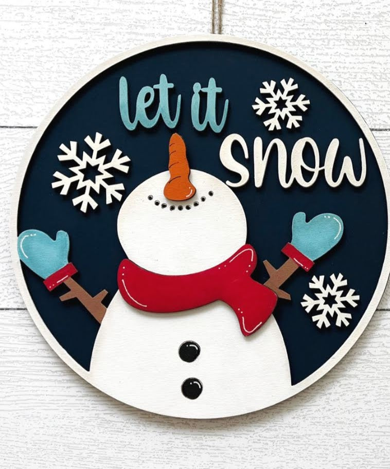 Let It Snow Winter Snowman Door/Wall Hanger