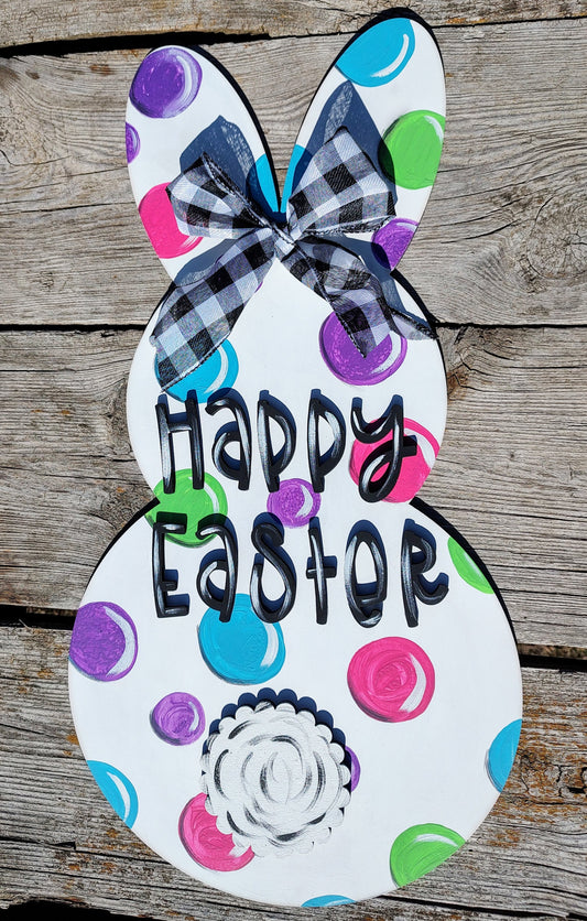 Polkadot bunny Easter Spring Door Hanger