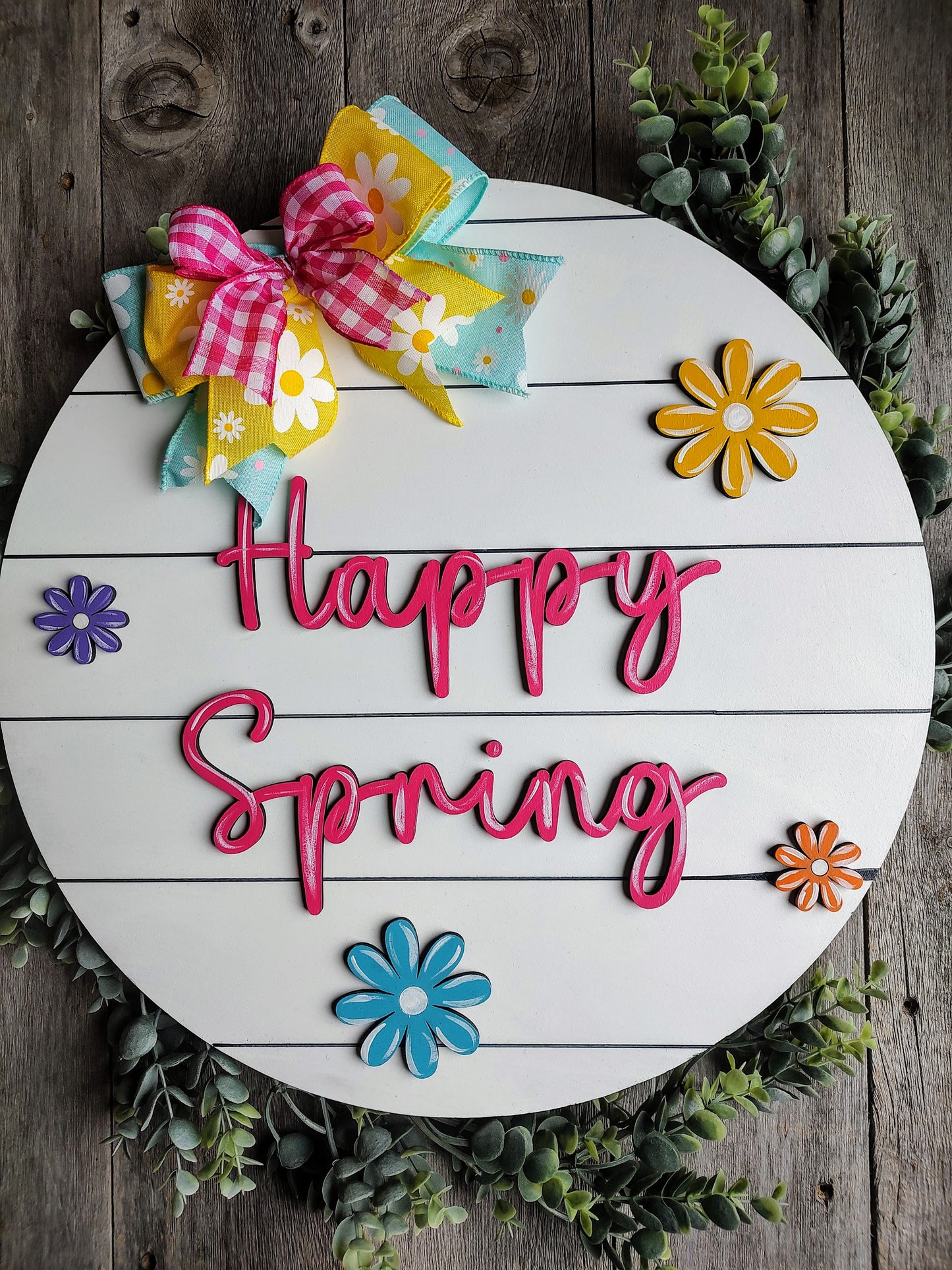 Happy Spring Colorful yet Simple Door Hanger