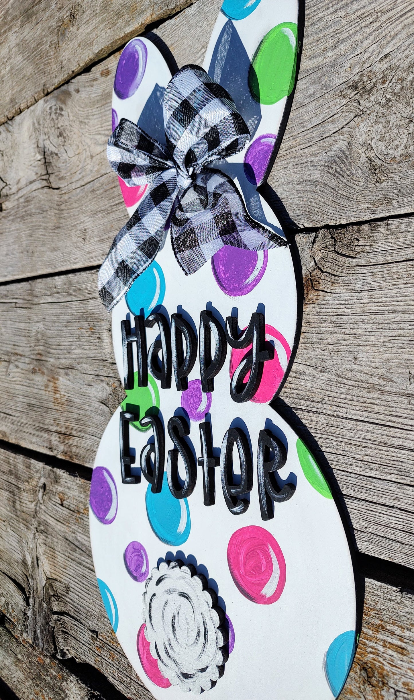 Polkadot bunny Easter Spring Door Hanger