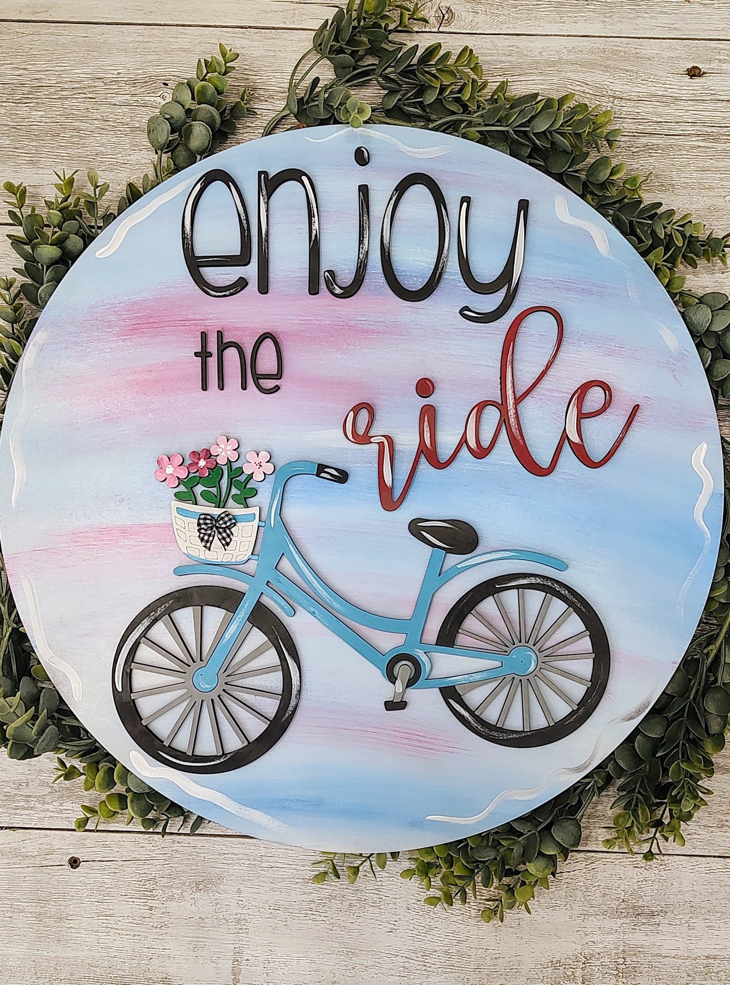 3D Bicycle "Enjoy the Journey" Spring/Summer Door Hanger.