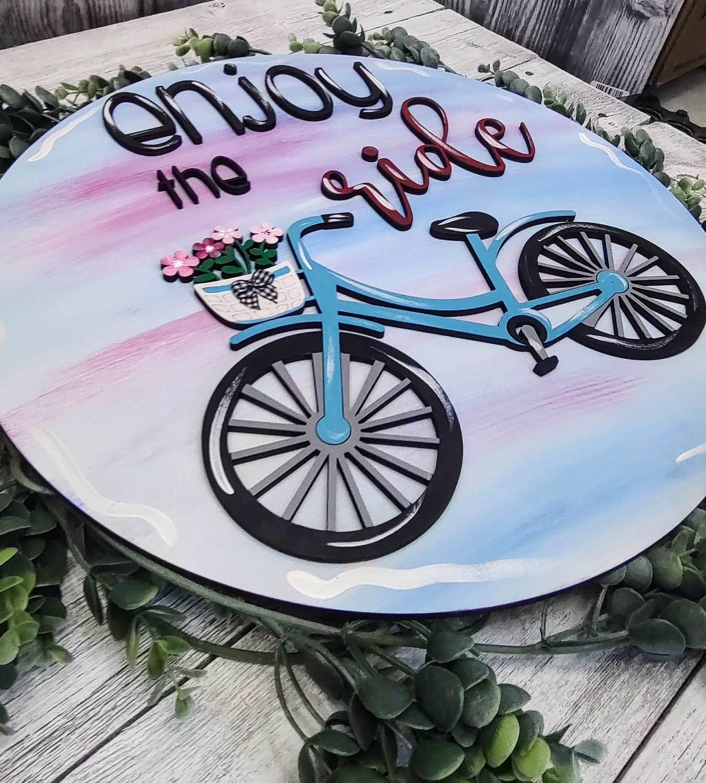 3D Bicycle "Enjoy the Journey" Spring/Summer Door Hanger.