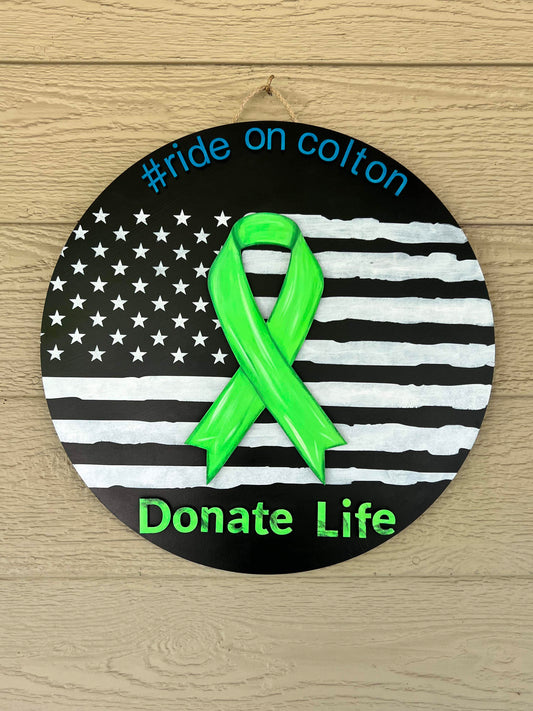 Custom transplant awareness sign/Door Hanger