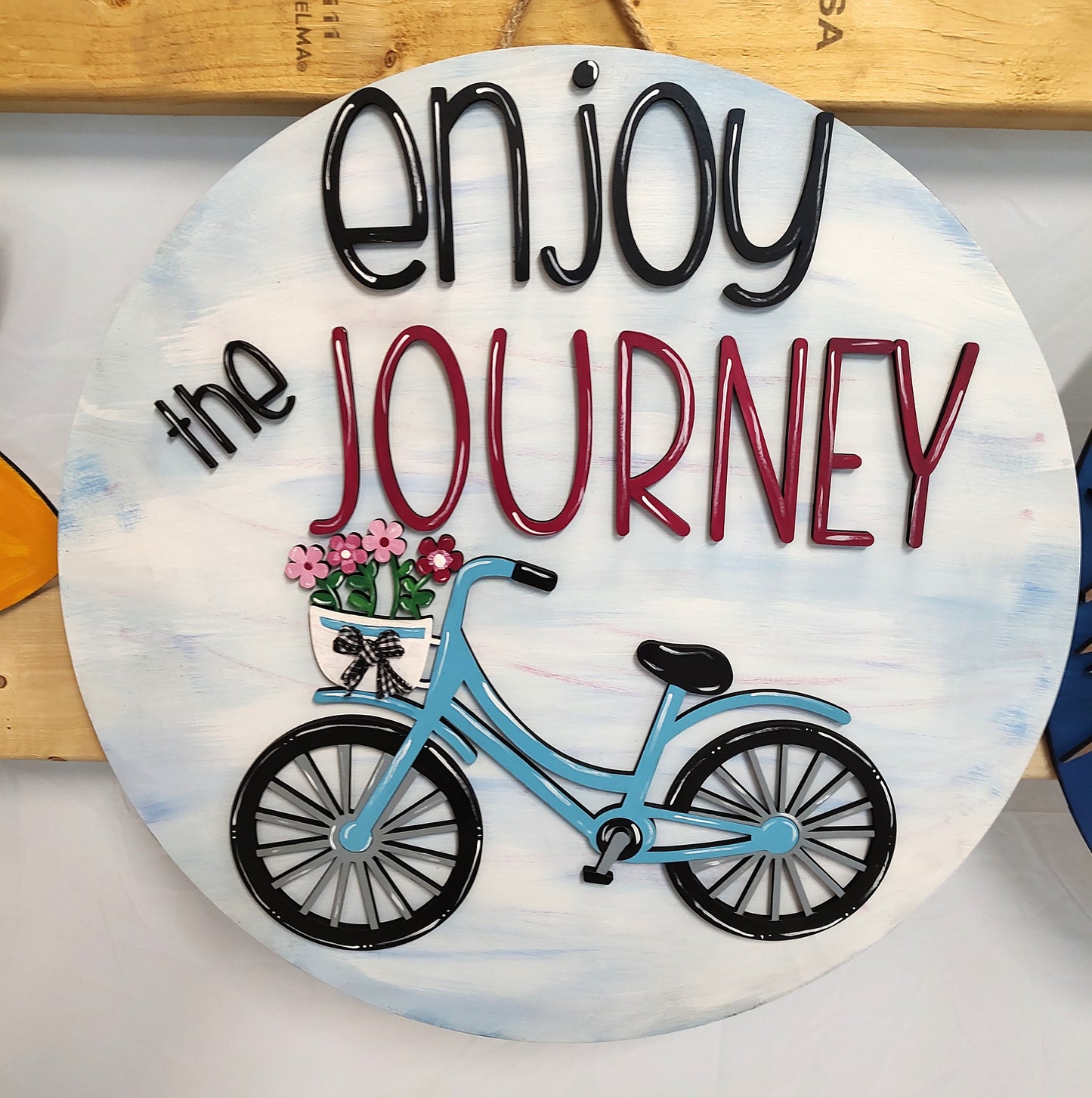 3D Bicycle "Enjoy the Journey" Spring/Summer Door Hanger.