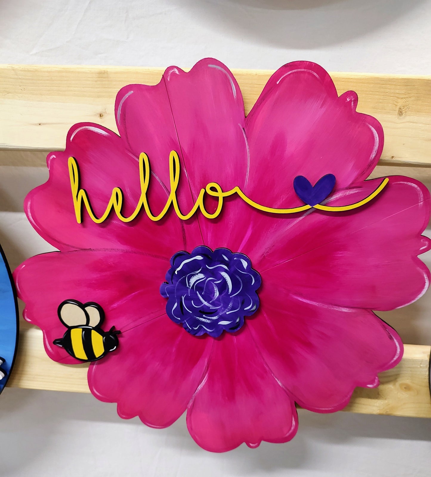 Spring violet flower door hanger