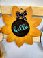 Sunflower shaped door hanger. Bright welcome sunflower. Sunflower door hanger with bow. Hand painted 3d sunflower wall hanger.