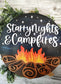 Summer starry nights and campfires door or wall hanger.