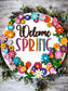 Bright 3D floral wreath welcome door hanger or wall sign.