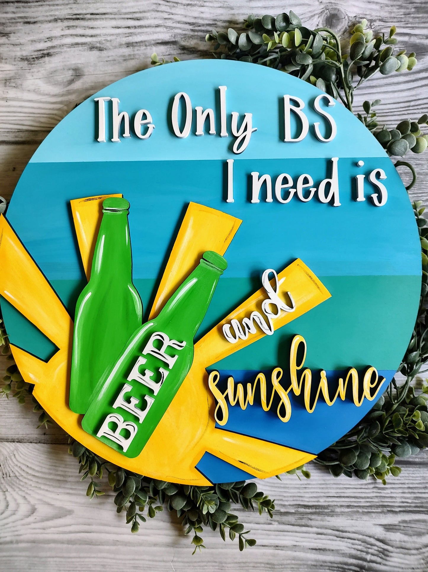 Beer and Sunshine hand painted, unique door sign/door hanger. Perfect summer sign!