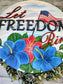 Independence day/ 4th of July "Let Freedom Ring" hand painted, unique, one of a kind door hanger/wall sign