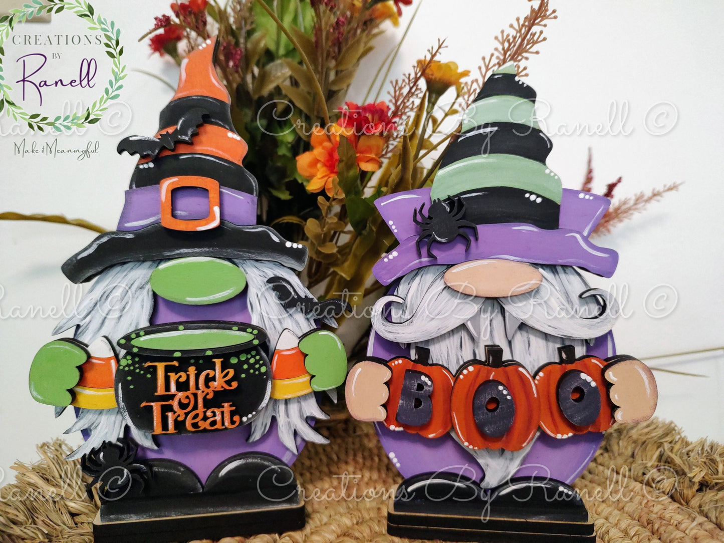 Halloween Gnomes! Self-standing, 3D hand-painted, unique Halloween/Fall gnomes. Porch fall decor. Gnome fall door hanger. Gnome shelf decor.