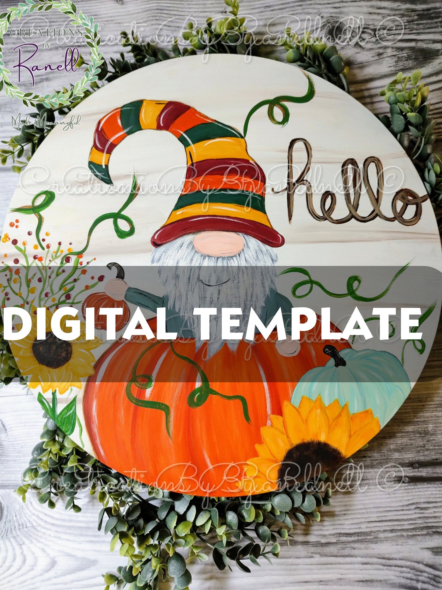 TEMPLATE Fall Gnome in a Pumpkin digital download.